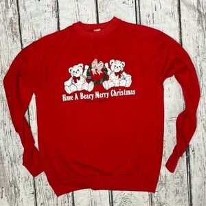 Vintage Have a Beary Merry Christmas 1980s Ugly Sweater Party Sweatshirt
